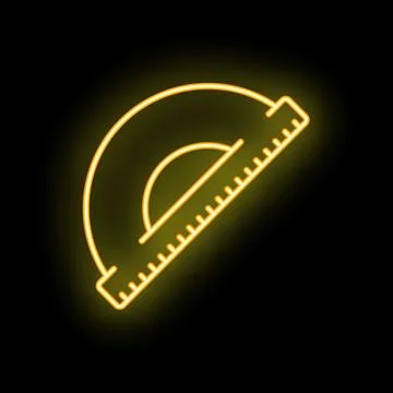 Glowing neon line protractor icon illustrating measuring angles Stock Illustration