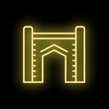 Glowing neon line pull up bar icon isolated on black background. Vector ill.. Stock Illustration