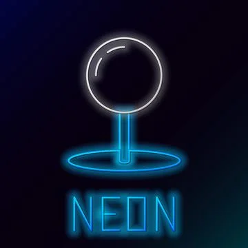 Glowing neon line Push pin icon isolated on black background. Thumbtacks si.. Stock Illustration