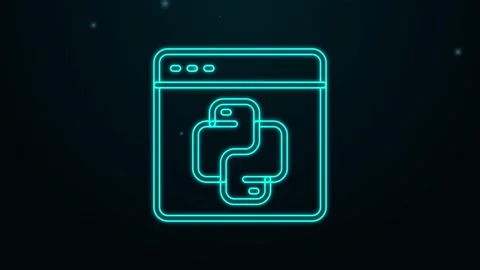 Glowing neon line Python programming language icon isolated on black background Stock Footage 155481833