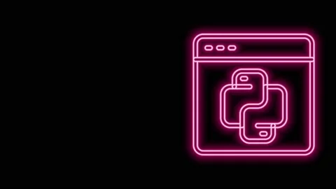 Glowing neon line Python programming language icon isolated on black background Stock Footage 155481838