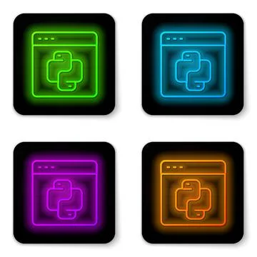 Glowing neon line Python programming language icon isolated on white background Stock Illustration