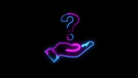 Glowing neon line question mark icon Sign in hand icon concept on black bac.. Stock Footage 293483296