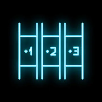 Glowing neon line queue icon isolated on black background vector illustration Stock Illustration