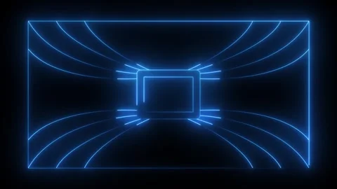 Glowing neon line rectangle border frame animation. Neon blue rectangle fra.. Stockbeeldmateriaal 333725527