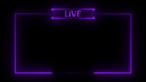 Glowing neon line rectangle frame for live streaming animation. Neon purple.. Stockbeeldmateriaal 333725529