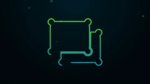 Glowing neon line Rectangular pillow icon isolated on black background. Cushion Stock Footage 142850732
