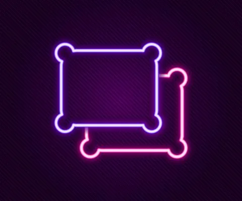 Glowing neon line Rectangular pillow icon isolated on black background. Cushion Stock Illustration