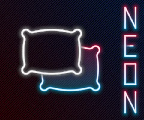 Glowing neon line Rectangular pillow icon isolated on black background. Cushion 스톡 일러스트