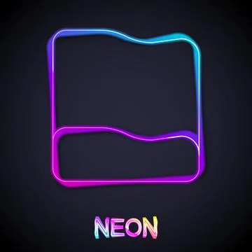 Glowing neon line Rectangular pillow icon isolated on black background. Cushion Stock Illustration