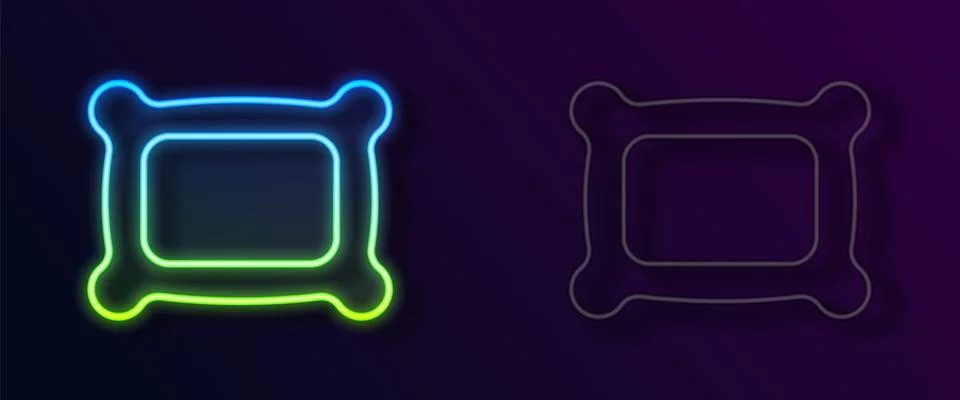 Glowing neon line Rectangular pillow icon isolated on black background. Cushion Illustrazione stock
