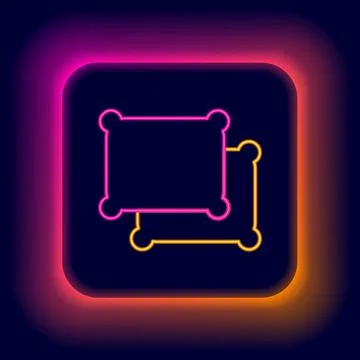 Glowing neon line Rectangular pillow icon isolated on black background. Cushion Illustrazione stock