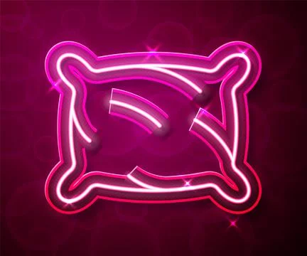 Glowing neon line Rectangular pillow icon isolated on red background. Cushion Stock Illustration