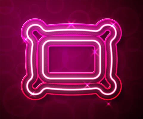 Glowing neon line Rectangular pillow icon isolated on red background. Cushion Stock Illustration