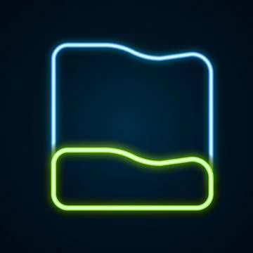 Glowing neon line Rectangular pillow icon isolated on black background. Cushi 스톡 일러스트
