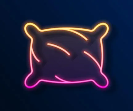 Glowing neon line Rectangular pillow icon isolated on black background. Cushion Stock Illustration