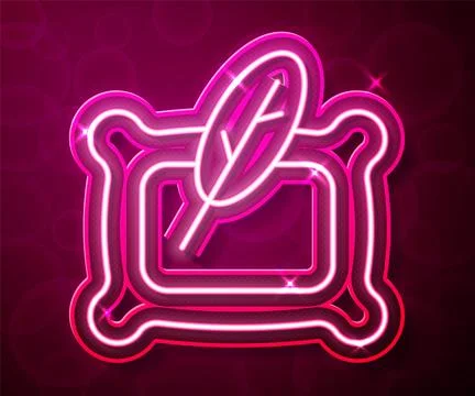 Glowing neon line Rectangular pillow icon isolated on red background. Cushion Stock Illustration