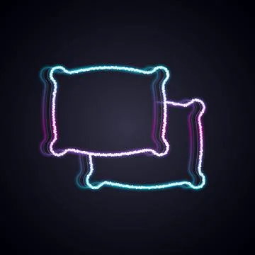 Glowing neon line Rectangular pillow icon isolated on black background. Cushi Illustrazione stock