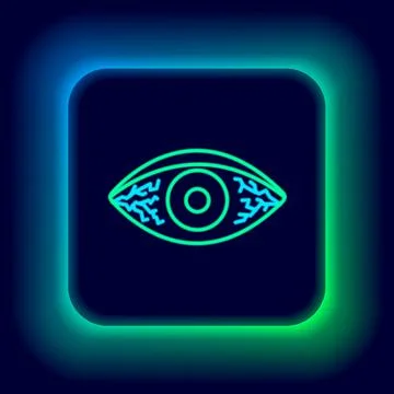 Glowing neon line Reddish eye due to viral, bacterial or allergic conjunctivitis Stock Illustration
