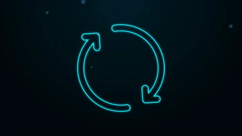 Glowing neon line Refresh icon isolated on black background. Reload symbol Stock Footage 139440917