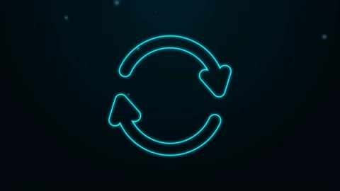 Glowing neon line Refresh icon isolated on black background. Reload symbol Stock Footage 139602580