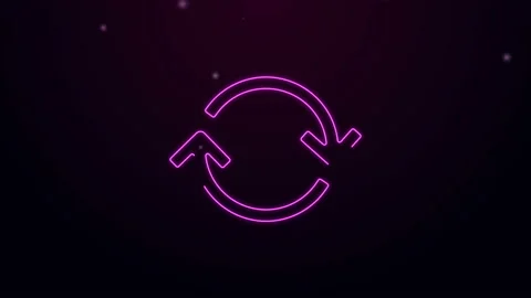 Glowing neon line Refresh icon isolated on purple background. Reload symbol Stock Footage 139769387