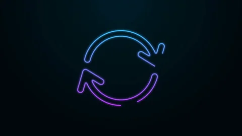 Glowing neon line Refresh icon isolated on black background. Reload symbol Stock Footage 140068494