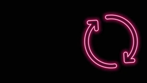 Glowing neon line Refresh icon isolated on black background. Reload symbol Stock Footage 140760764