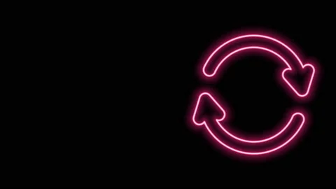 Glowing neon line Refresh icon isolated on black background. Reload symbol Stock Footage 141094042