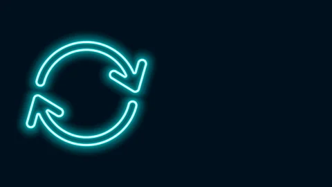 Glowing neon line Refresh icon isolated on black background. Reload symbol Stock Footage 141628706
