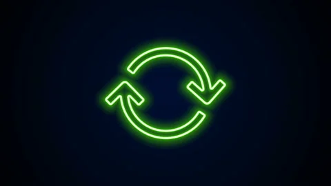 Glowing neon line Refresh icon isolated on black background. Reload symbol Stock Footage 142108496