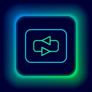 Glowing neon line Repeat button icon isolated on black background. Colorful Stock Illustration