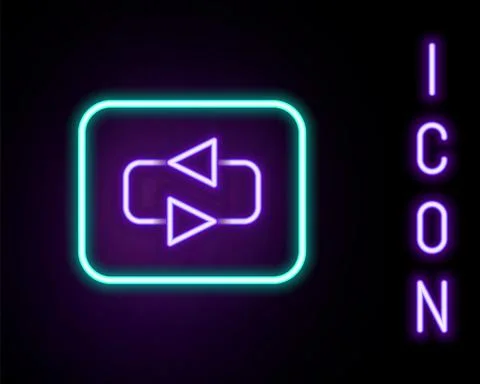 Glowing neon line Repeat button icon isolated on black background. Colorful Stock Illustration