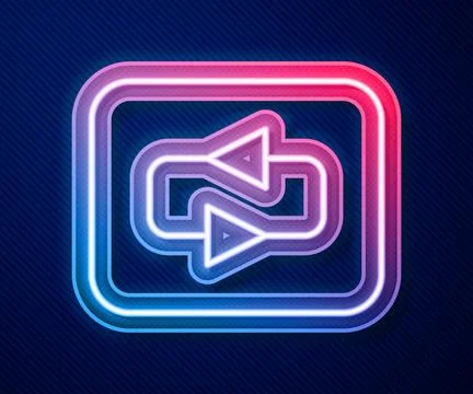 Glowing neon line Repeat button icon isolated on blue background.  Vector Stock Illustration