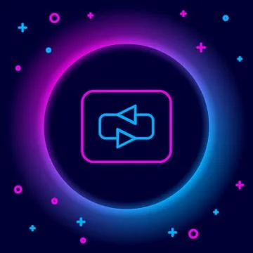 Glowing neon line Repeat button icon isolated on black background. Colorful.. Stock Illustration