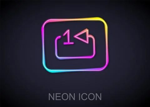 Glowing neon line Repeat track music player icon isolated on black background 스톡 일러스트