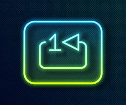 Glowing neon line Repeat track music player icon isolated on black backgrou.. Illustrazione stock