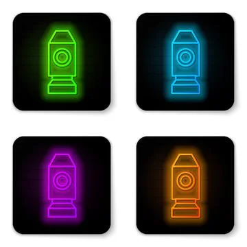 Glowing neon line Rocket ship icon isolated on white background. Space travel Ilustración de archivo