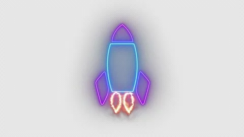 Glowing neon line rocket spaceship icon isolated on transparent background. Stock-Footage 248940752