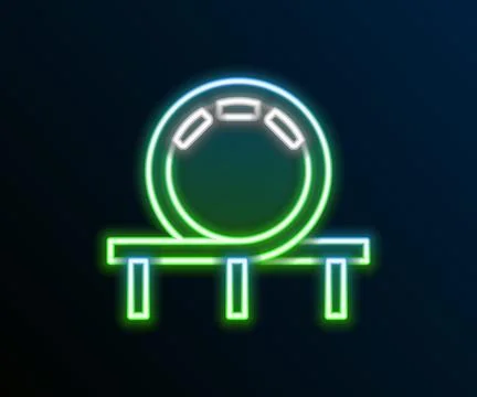 Glowing neon line Roller coaster icon isolated on black background. Amusement Stock-Illustration