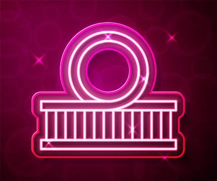 Glowing neon line Roller coaster icon isolated on red background. Amusement.. Stock Illustration