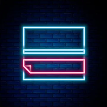 Glowing neon line Rolling paper icon isolated on brick wall background. Colorful Stock Illustration