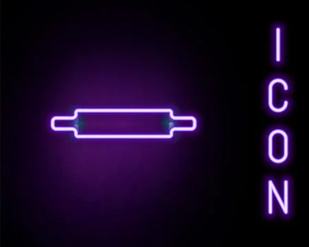 Glowing neon line Rolling pin icon isolated on black background. Colorful o.. Stock Illustration