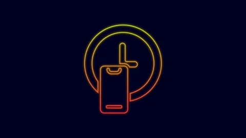 Glowing neon line Round the clock delivery icon isolated on blue background. 4K Stock-Footage 227209936