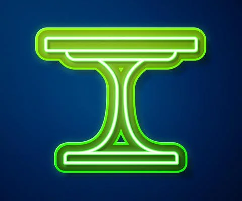Glowing neon line Round table icon isolated on blue background. Vector Stock Illustration