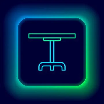 Glowing neon line Round table icon isolated on black background. Colorful Stock Illustration