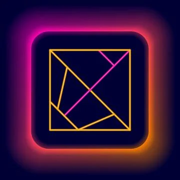 Glowing neon line Rubik cube icon isolated on black background. Mechanical 库存插图