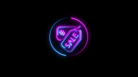 Glowing neon line sale button and dollar icon with percent concept. growth .. Stock Footage 293483640