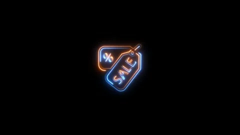 Glowing neon line sale button and dollar icon with percent concept. growth .. Stock Footage 293483653