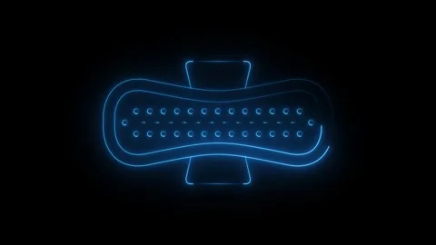 Glowing neon line sanitary pad concept symbolizing for menstruation. Neon b.. 動画素材 335589757